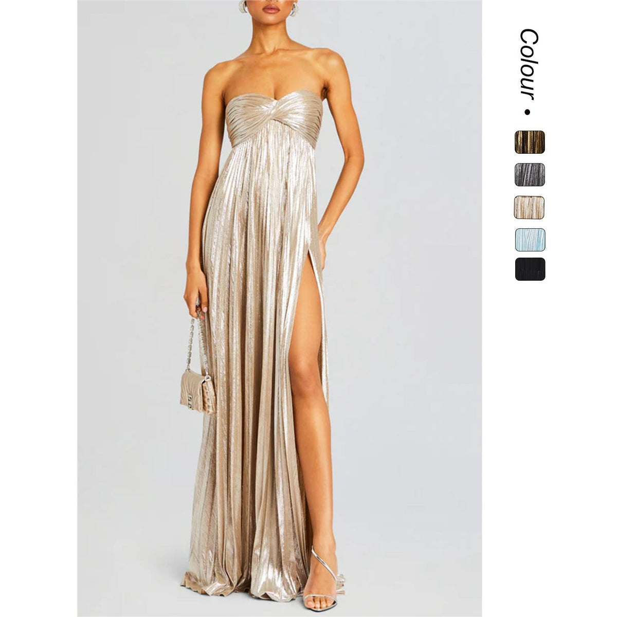 Women's Evening Dress with Off-Shoulder Design and Slit