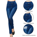 High-Waisted Denim-Look Leggings