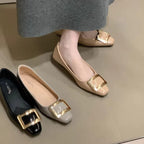Women's Ballet Flats with Elegant Buckle and High-Quality Patent Finish