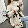 Women's Chunky Knit Cardigan with Pattern and Pockets