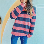 Women's Cozy Striped Sweater in Soft Material with Wide Cut