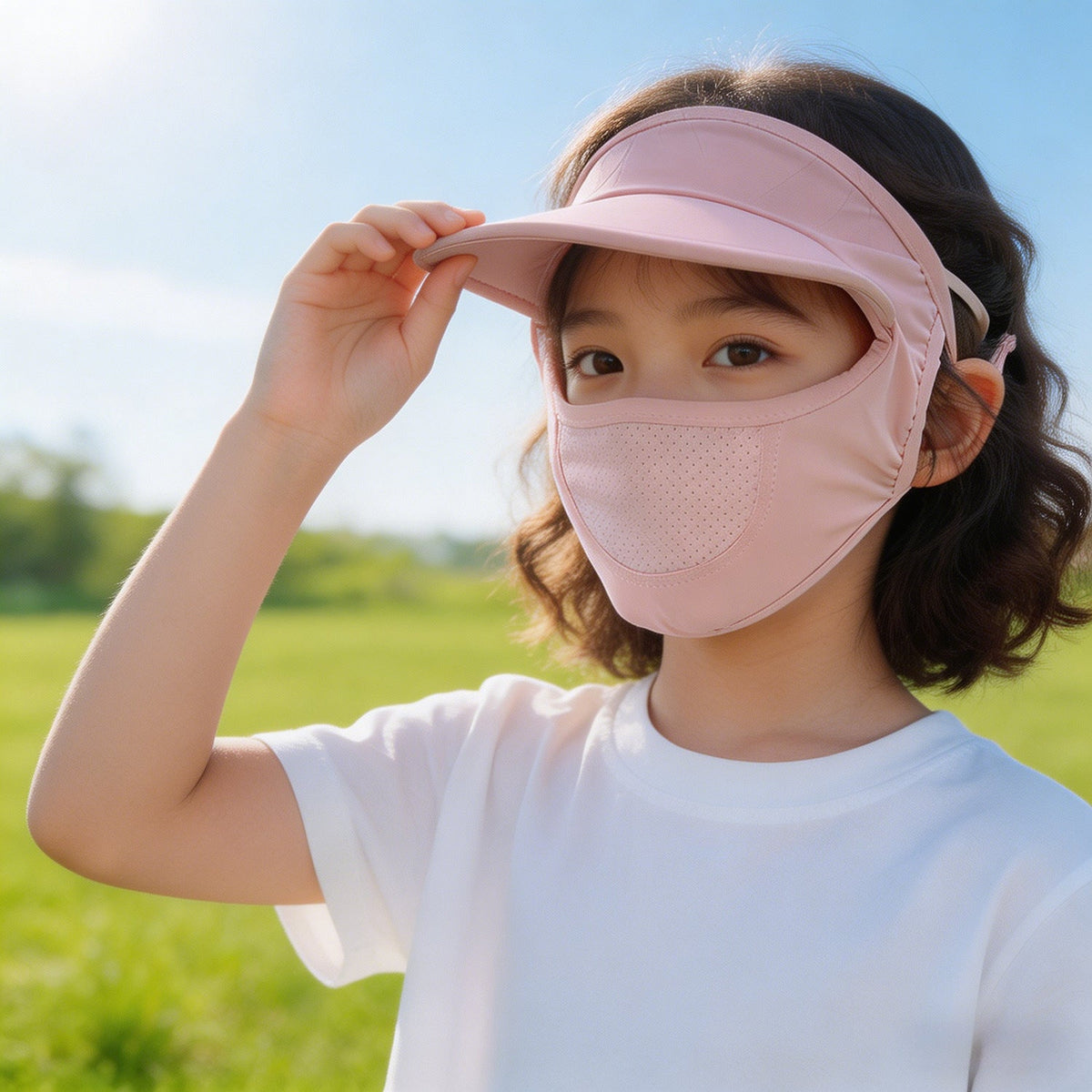 Women's Sun Protection Visor with Integrated Breathable Face Mask