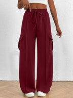 Women's Wide-Leg Cargo Pants with Elastic Waist