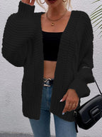 Women's Chunky Knit Cardigan with Open Pockets and Oversized Fit