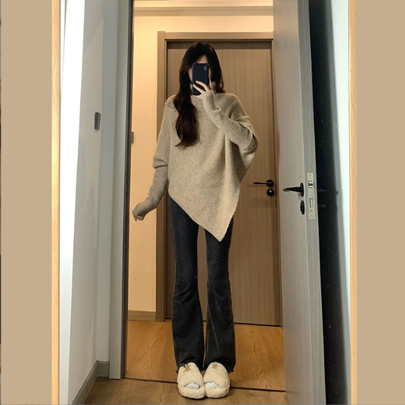 Women's Asymmetrical Knit Sweater in a Casual Oversized Design