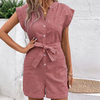 Women's Short Jumpsuit with Fashionable Stripes