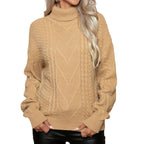 Women's Chunky Knit Sweater with High Neck