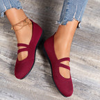 Women's Elastic Cross-Strap Breathable Ballet Flats