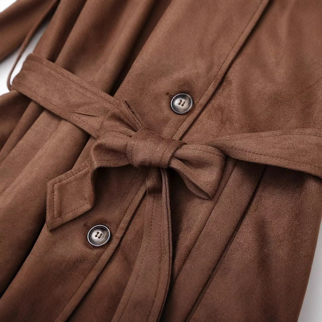 Elegant Suede Trench Coat