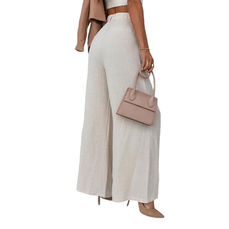 Women's Elegant High-Waisted Linen Trousers