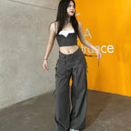 Women's Cargo Pants with Stylish Side Pockets and Adjustable Drawstrings