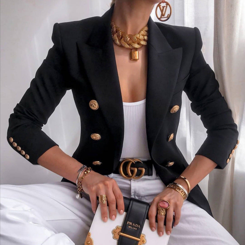 Women's Elegant Blazer with Gold Button Detail