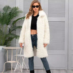 Women's Fluffy Long Coat with Stylish Cut
