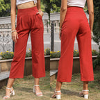 Women's Elegant High-Waisted Trousers with Side Pockets