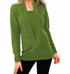Women's Elegant V-Neck Sweater with Textured Design