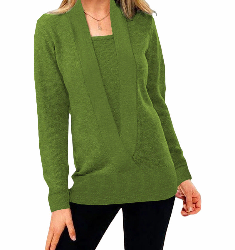 Women's Elegant V-Neck Sweater with Textured Design