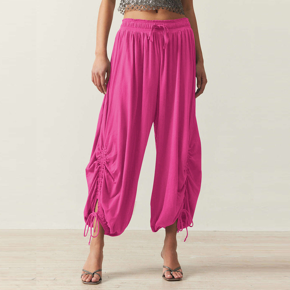 Comfortable Harem Pants with Ruffle Details