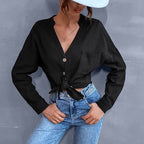 Casual Cropped Blouse with Button Details