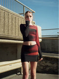 Women's Bodycon Set with Long-Sleeved Top and Fitted Skirt