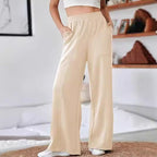 Women's Comfortable and Stylish Leisure Pants with Elastic Waistband and Pockets