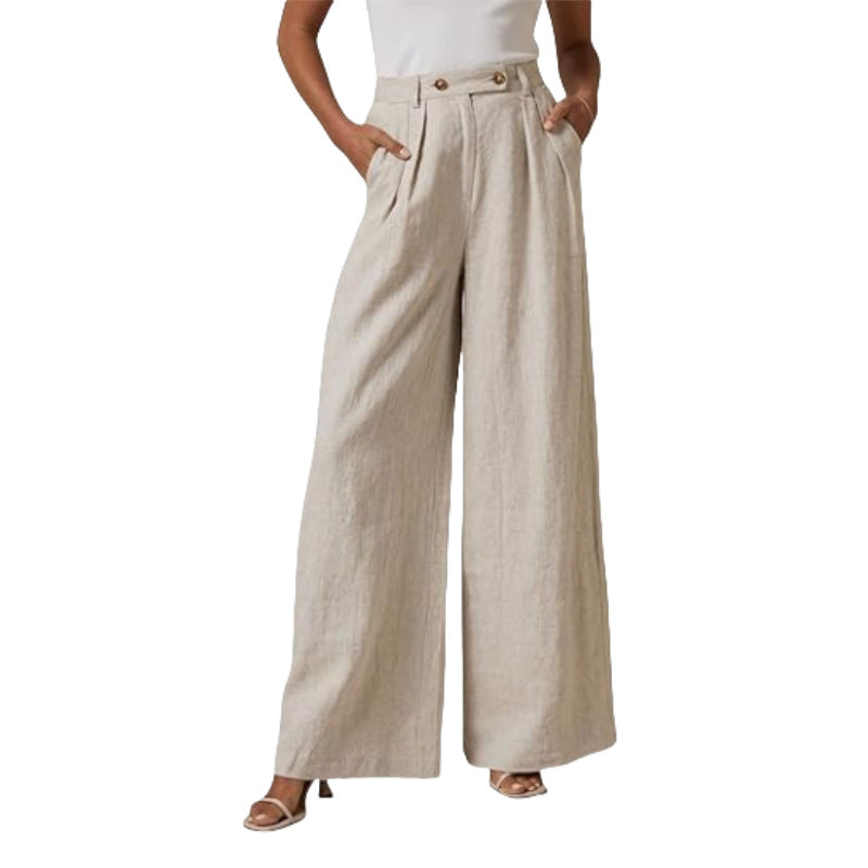Women's Elegant High-Waisted Linen Trousers