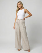Women's Elegant High-Waisted Linen Trousers
