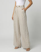 Women's Elegant High-Waisted Linen Trousers