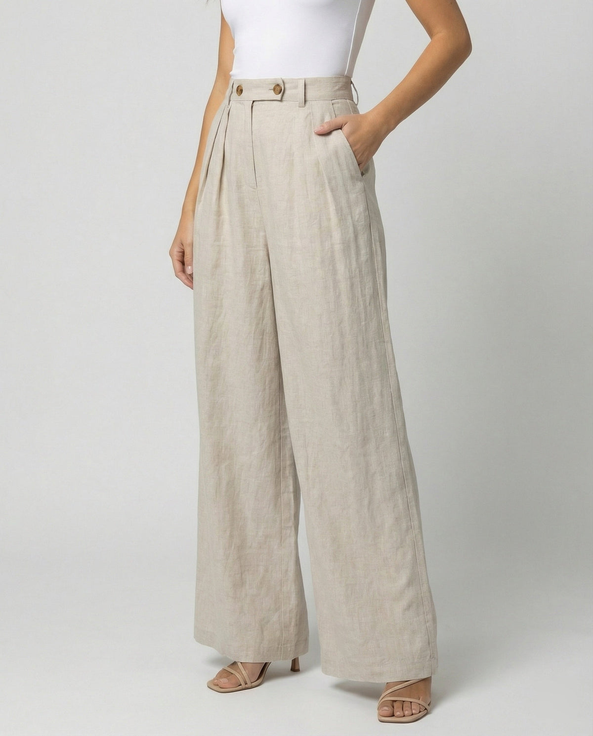 Women's Elegant High-Waisted Linen Trousers