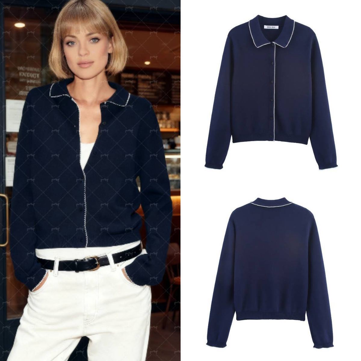 Women's Casual Fashionable Collared Cardigan