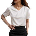 Women's Elegant V-Neck Short-Sleeve Blouse