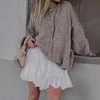Women's Cozy Knit Coat with Voluminous Sleeves