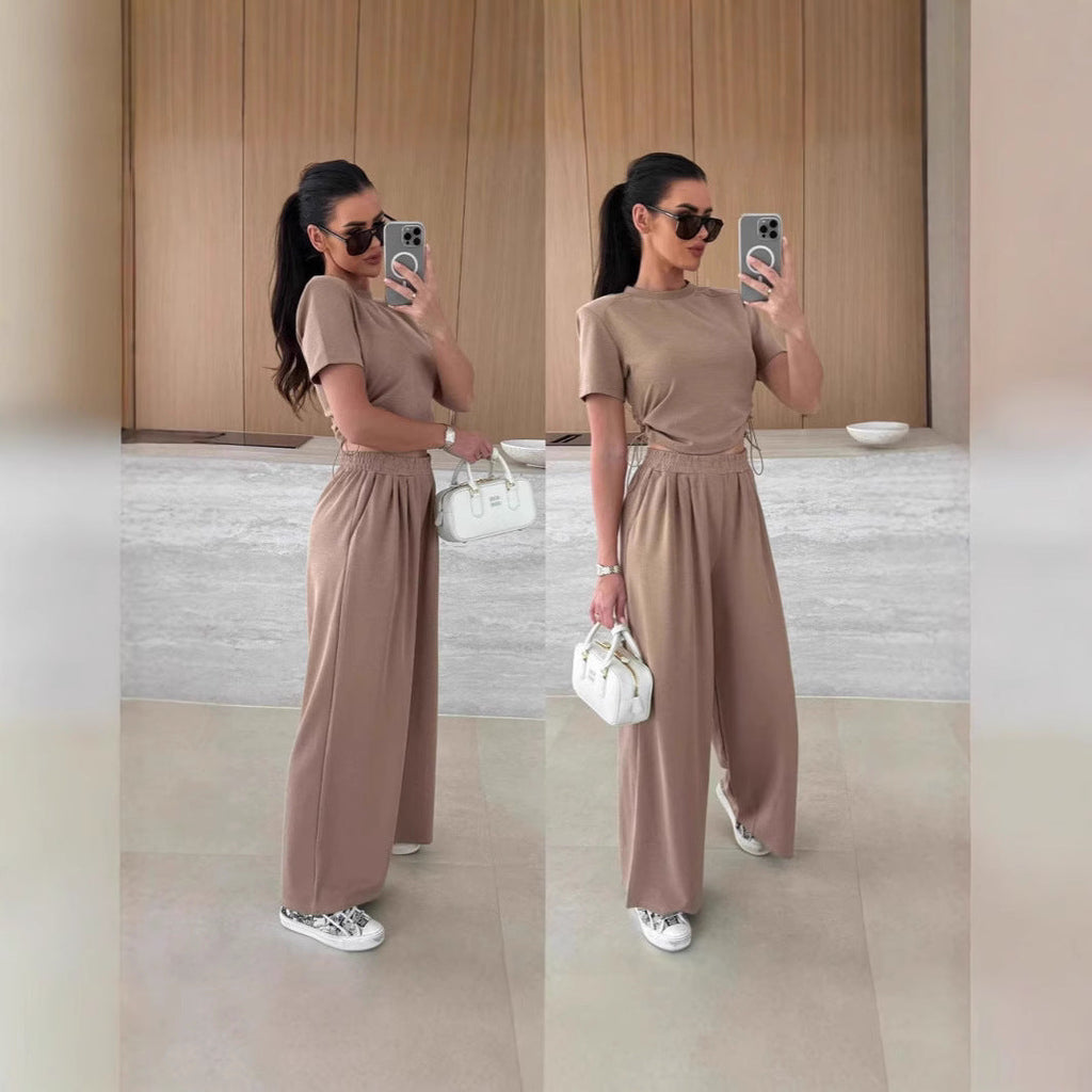 Women's Relaxed Set with Fashionable Lace-Up Details