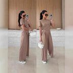 Women's Relaxed Set with Fashionable Lace-Up Details