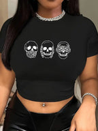 Women's Crop T-Shirt with Retro Phone Design