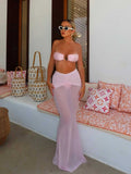Women's Bandeau Bikini with Flowing Maxi Skirt