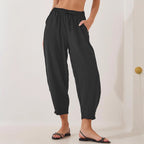 Women's Comfortable Lightweight Casual Pants with Elastic Waist and Side Pockets