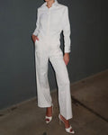 Elegant Wide-Leg Jumpsuit with Classic Collar