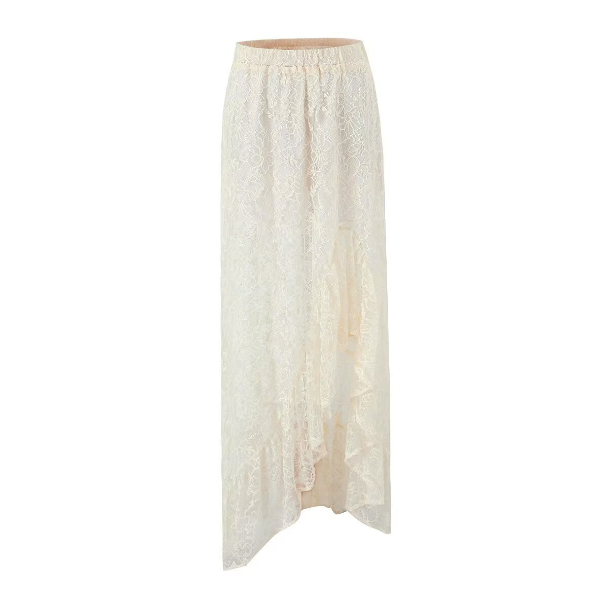 Women's Maxi Skirt with Delicate Lace Design and Seductive Slit