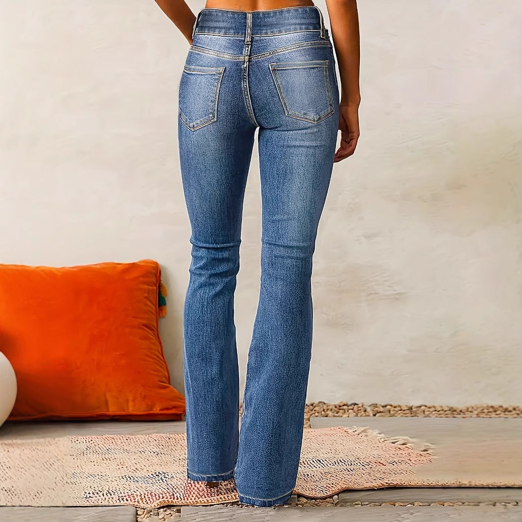 Women's High-Waisted Flared Jeans with Flexible Fit