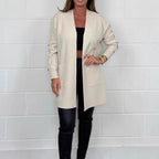 Women's Elegant Knit Cardigan with Button Details and Pockets