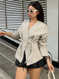 Elegant Wrap Coat with Tailored Fit and Fashionable Details