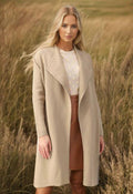 Women's Elegant Knit Coat with Open Collar and Fashionable Cut