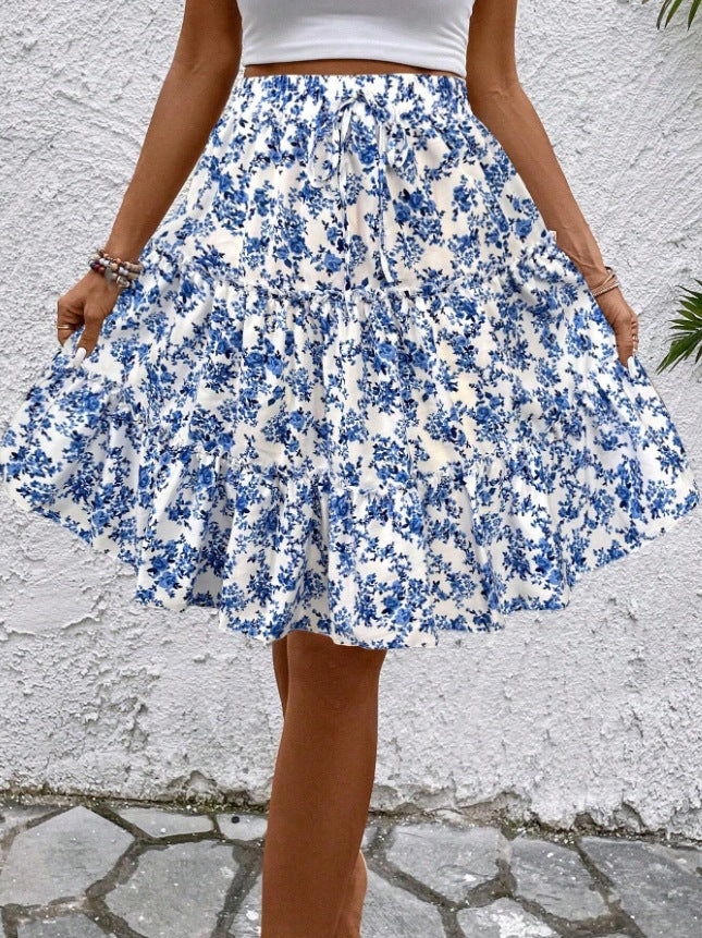 Women's Airy Wrap Skirt with Ruffle Details