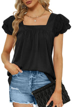Women's Blouse with Decorative Puff Sleeves and Feminine Cut
