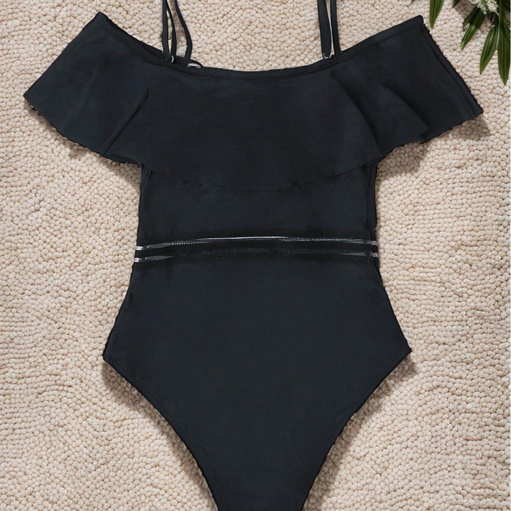 Women's Swimsuit with Ruffle Design and Elastic Waistband