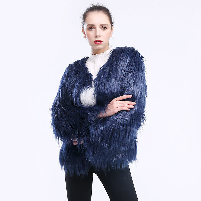 Women's Cozy Faux Fur Open-Front Long-Sleeve Coat