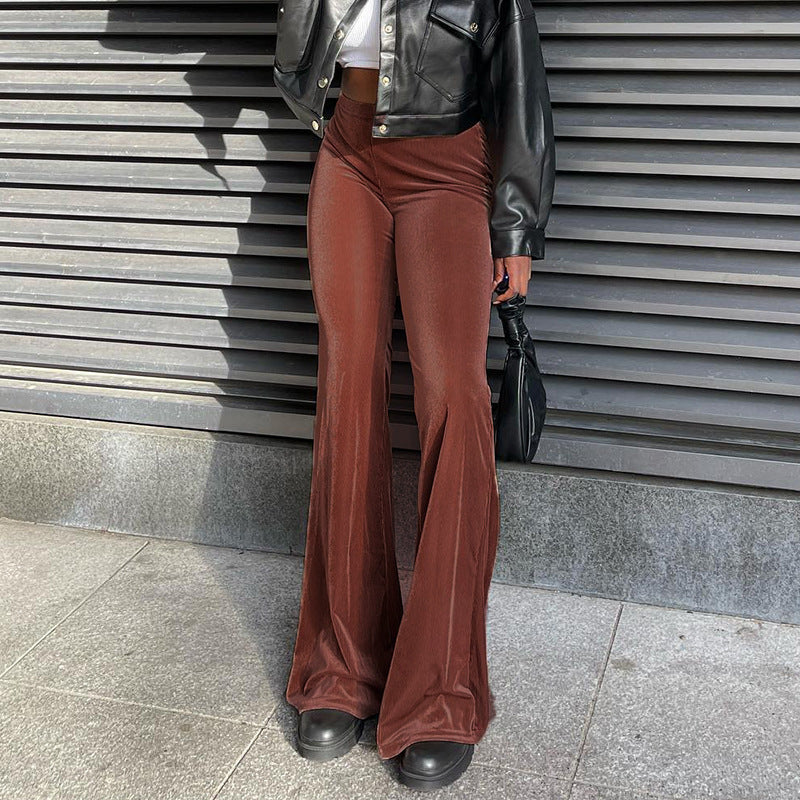 Women's Elegant High-Waisted Flare Trousers