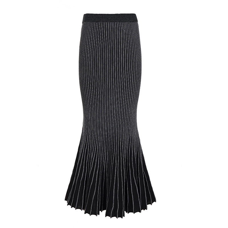 Women's Maxi Skirt with Ribbed Texture and Flared Hem