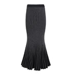 Women's Maxi Skirt with Ribbed Texture and Flared Hem