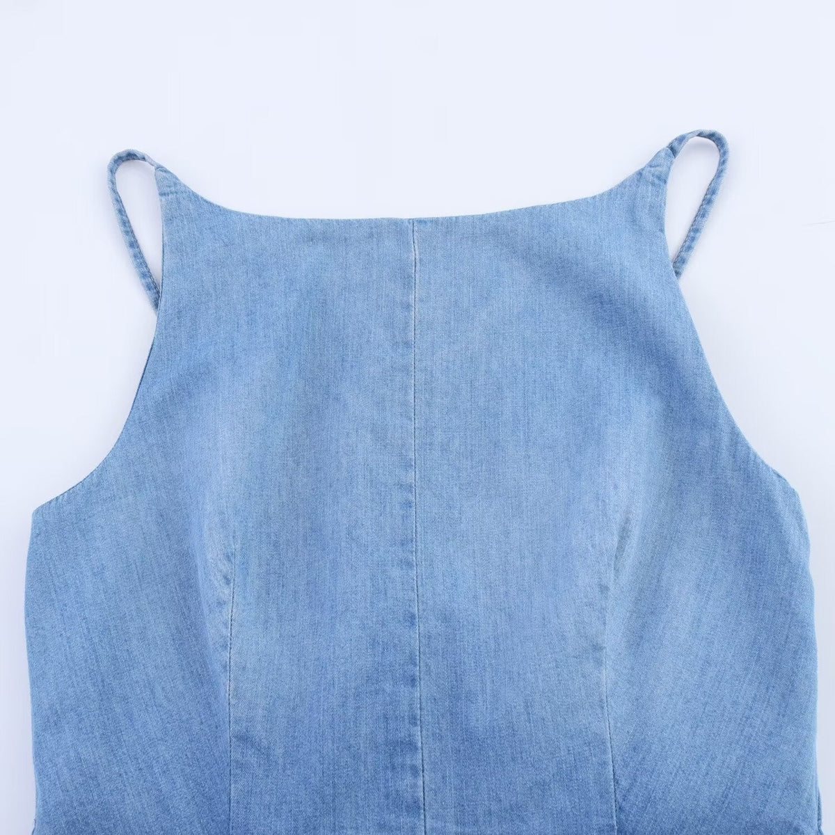 Women's Slim-Fit Denim Jumpsuit with Adjustable Straps